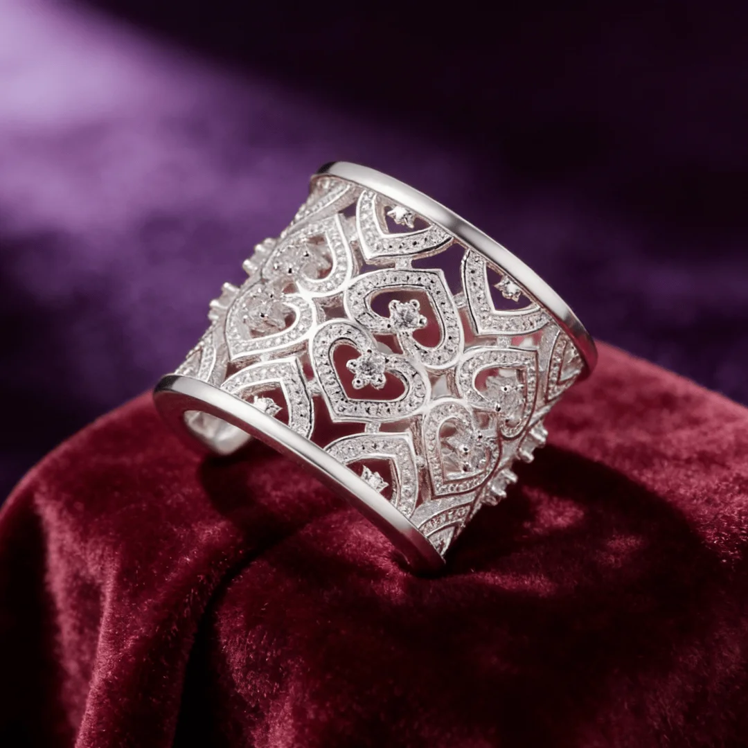 

Горячие продажи: Элегантные кольца с кристаллами в форме сердца из серебра 925 пробы для женщин, широкие регулируемые, модные дизайнерские украшения, подарок на свадьбу или вечеринку.