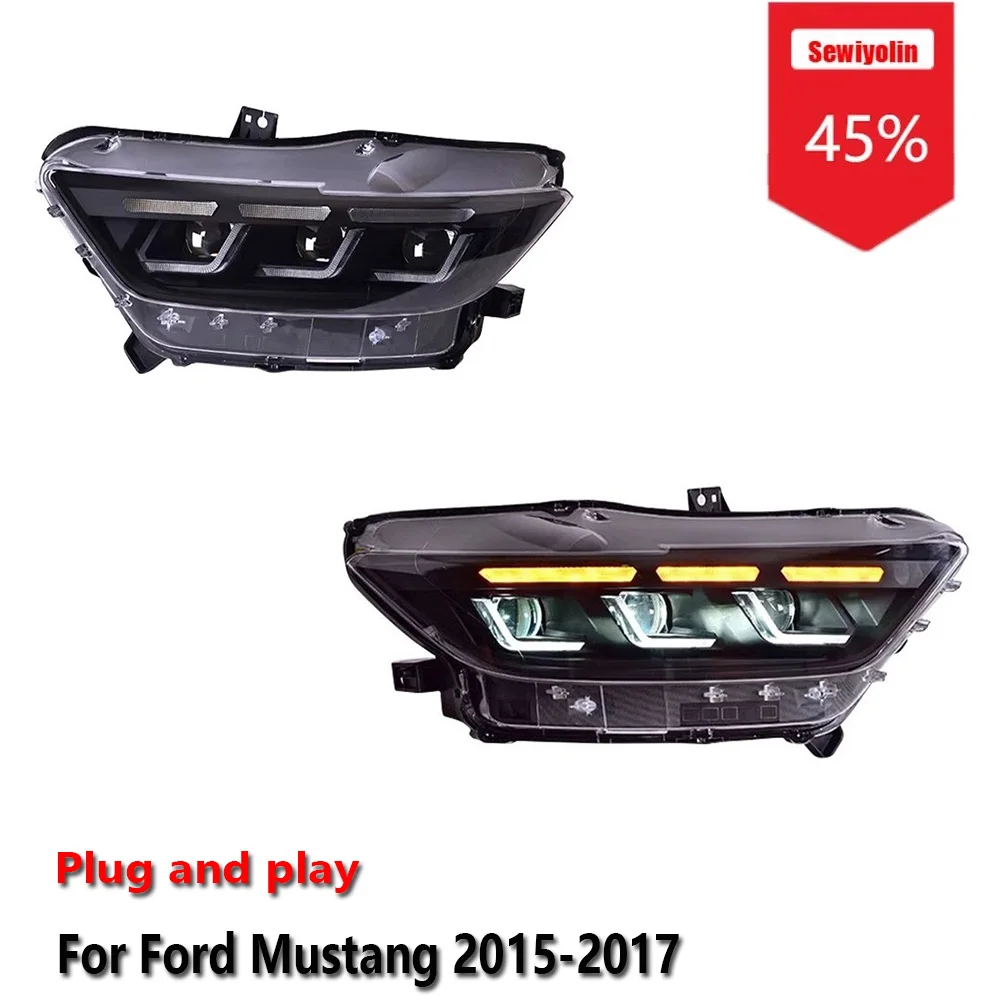 

Sewiyolin Car LED Headlight Accessories For Ford Mustang 2015-2017 DRL Brake Turn Signal Lamp Plug and Play