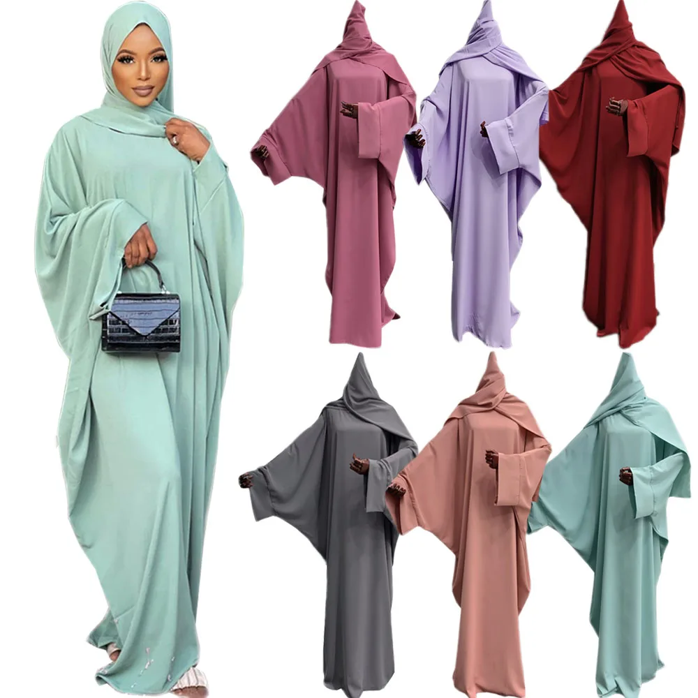 

2024 Eid Ramadan Dubai Turkey Hijab Dress Muslim Women Khimar Caftan Niqab Burqa Prayer Garment Kaftan Islamic Clothes Robe Gown