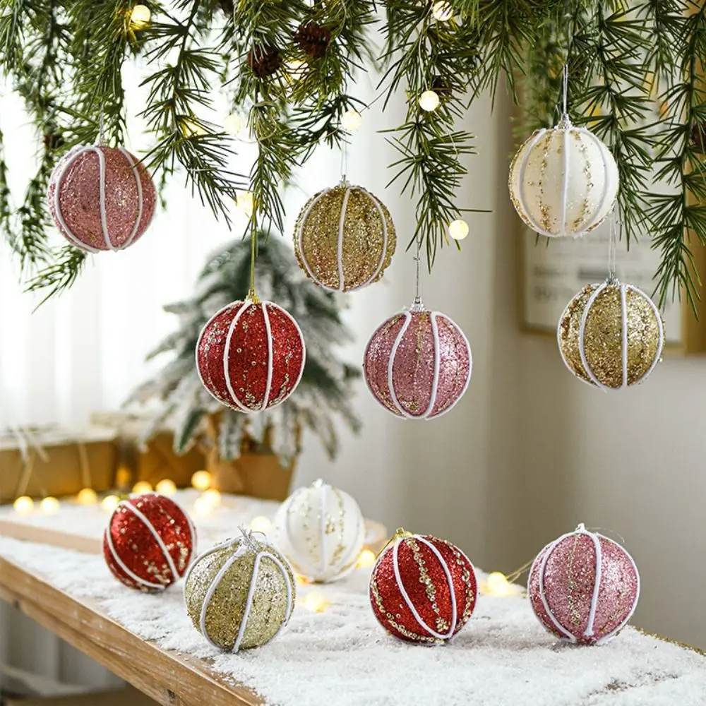 

3pcs Foam Christmas Ball Creative 8cm Christmas Tree Pendant Painted Delicate Hanging Ornament Home
