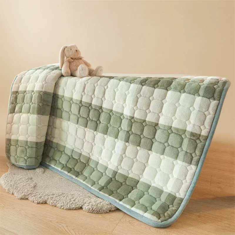 

1pc Non slip bed sheets do not include pillowcases soft thick velvet plush quilted mattresses printed winter warm bed sheets