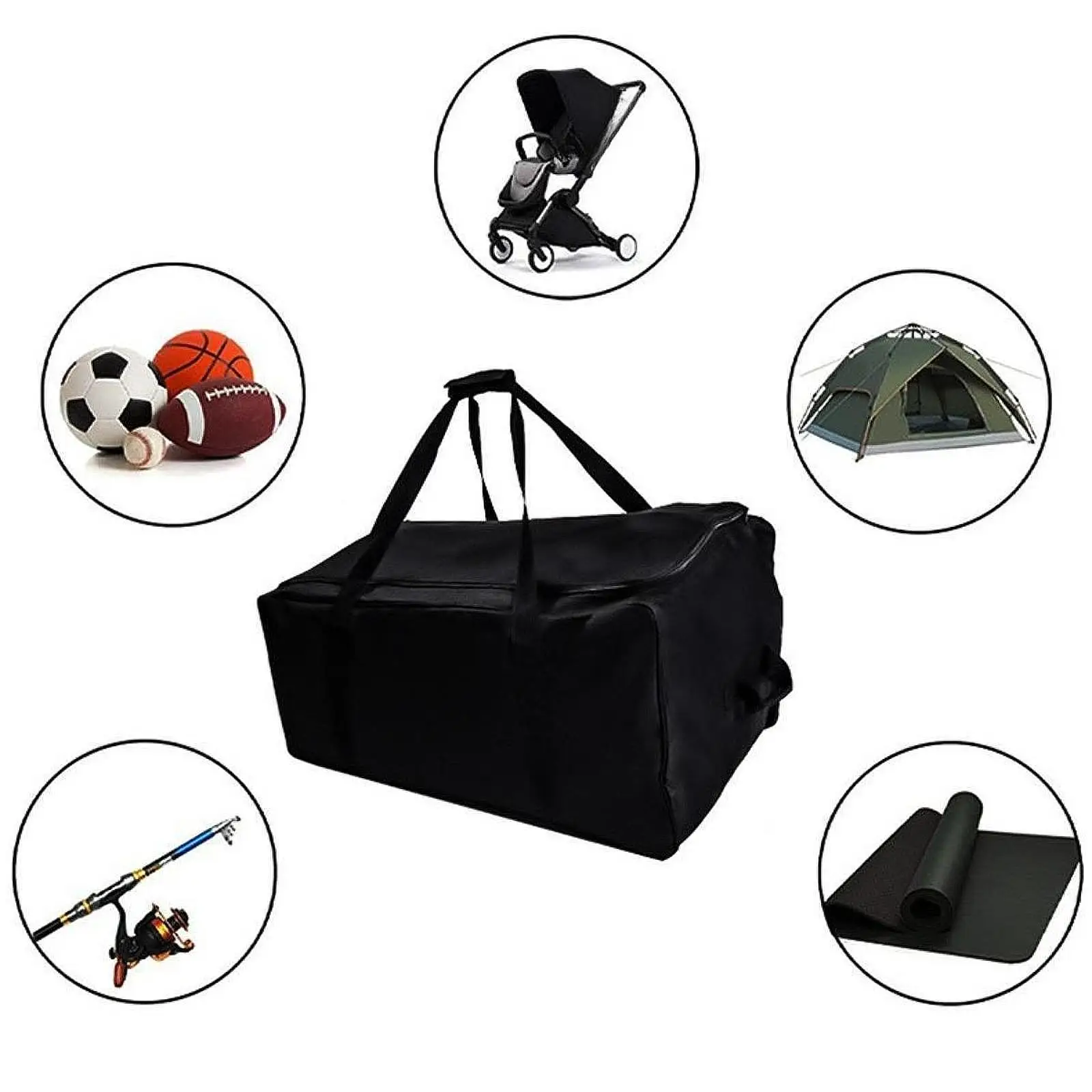 

Golf Push Cart Bag with Handles Spacious Waterproof Golf Cart Organizer Golf Trolley Bag Folding Carry Bag for Outdoor Travel