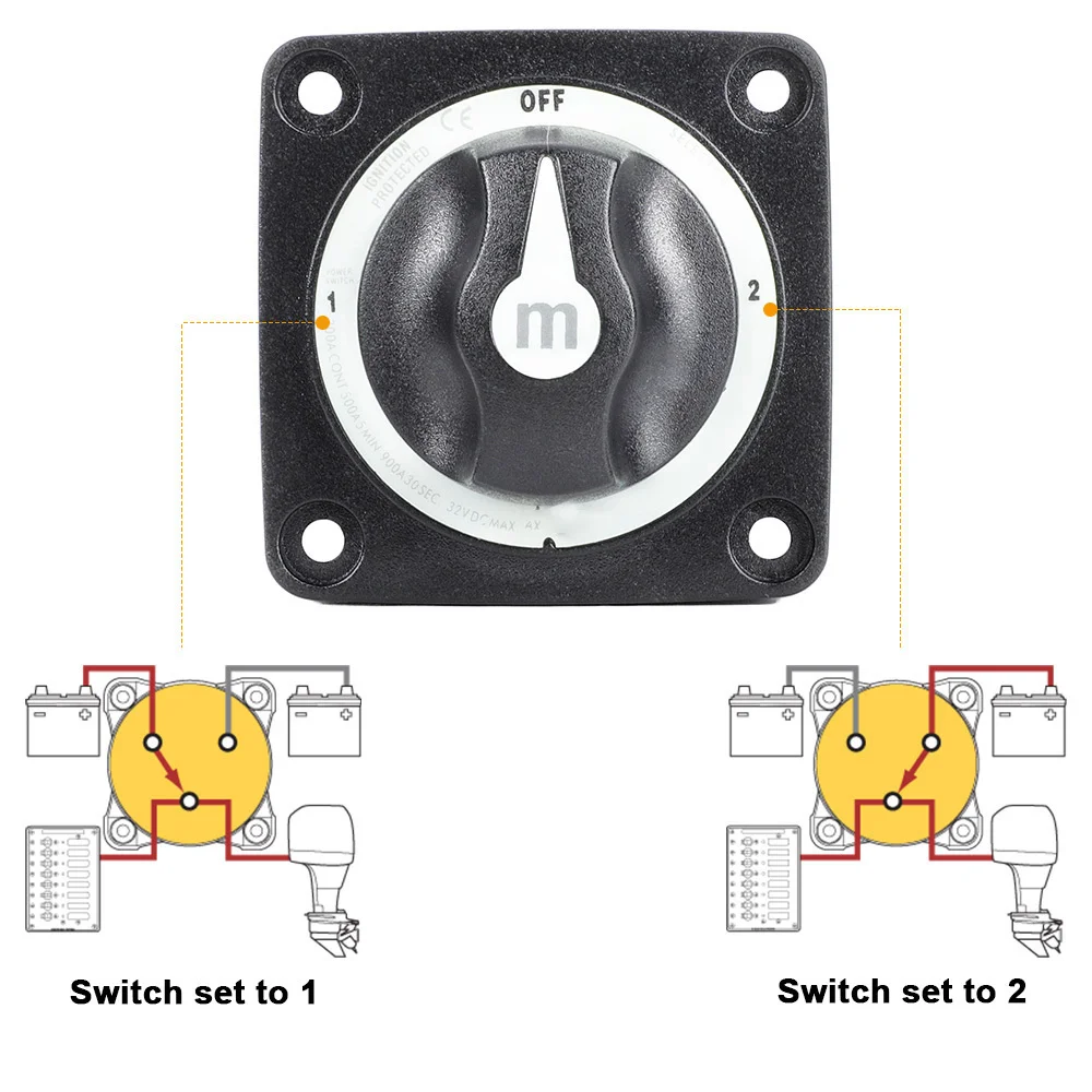 2 3 4 Position Batterie Masse Marine Schalter m10 Bolzen 300a DC 32V Isolator Trenn drehung für Wohnmobil RV LKW Boot – Detail 4