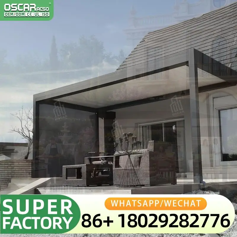 Premium Aluminum Electric Bioclimatic Framed Opening Closing French Pergola Outdoor Metal Patio Gazebo for Villa Courtyard Terra