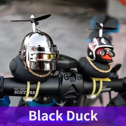 Small Black Bike Duck Bicycle bell Luminous Airscrew Helmet Duck Ducky Bicycle Wind Motor Riding Cycling Lights Horn