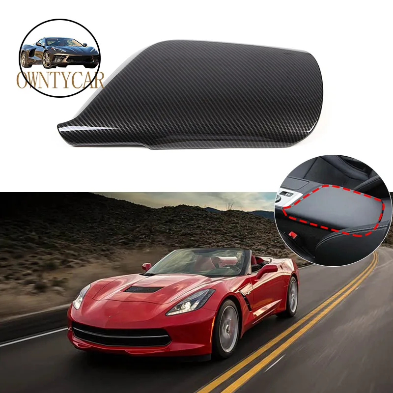 ABS Carbon Fiber For Chevrolet Corvette C7 2014-2019 Car Central Control Armrest Box Protection Cover Car Interior Accessories