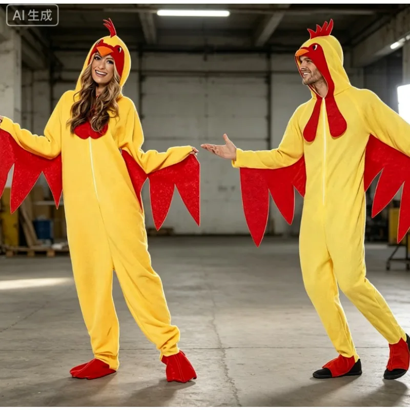 

Rooster Bird Mascot Outfit Deluxe Fancy Dress with Feathers Red Gold Breathable Easy Walk Ideal for Carnival TV Show Theme Party