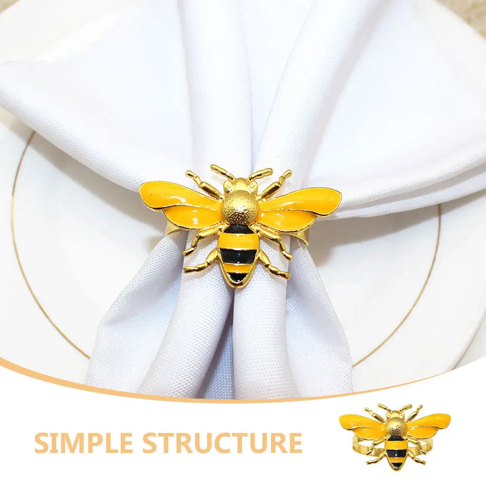 4Pcs Bumblebee Napkin Rings Cute Bee Decor for Spring Summer Weddings Birthdays Showers Picnics Table Setting