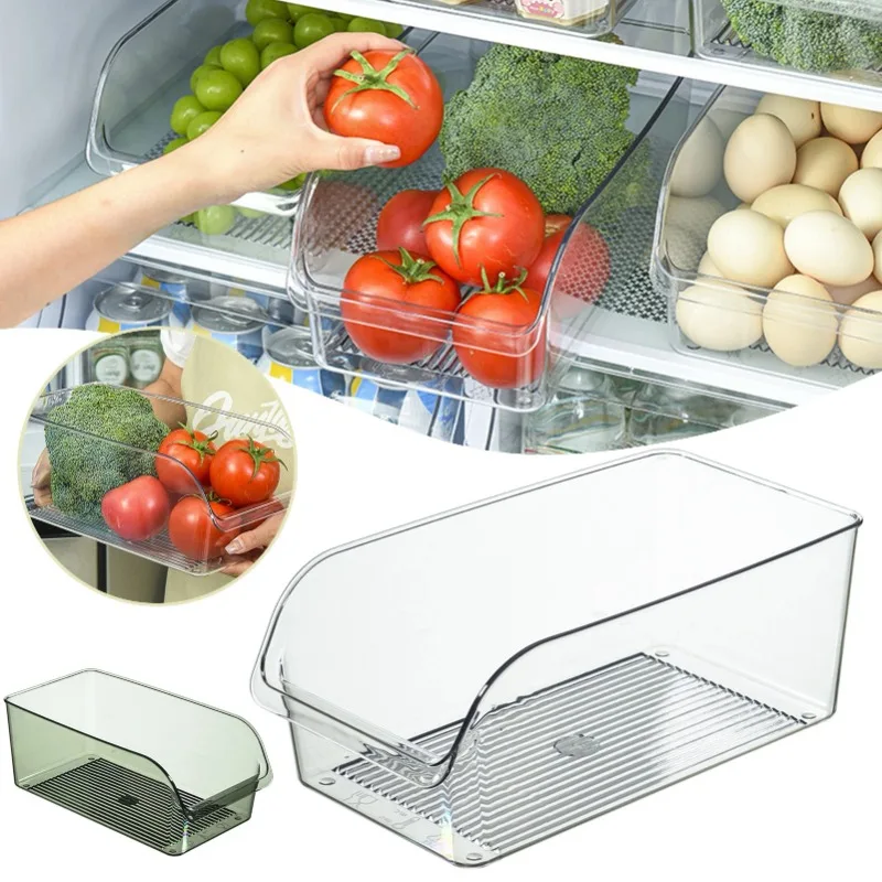 

Refrigerator Organizer Bin Food Fridge Storage Box Clear Fridge Organizer Containers Freezer Pantry Cabinet Kitchen Organizer