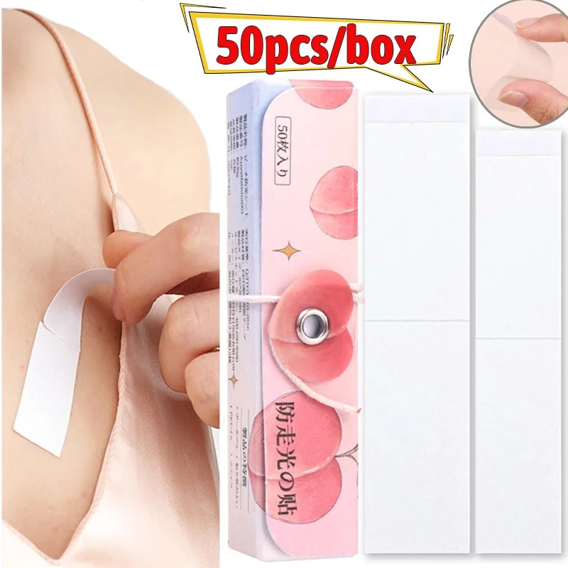 

50pcs Self-Adhesive Body Tape Double Side Anti-Slip Sticker Fixed Invisible Clear Anti-glare Sticker for Bra Clothes Dress Shirt