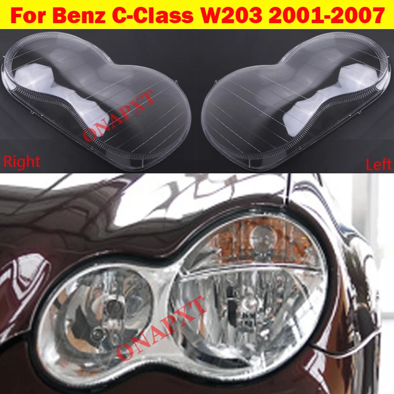 

For Mercedes-Benz C-Class W203 Car Front headlights transparent shell lampshade headlights glass lamp cover 2001-2007