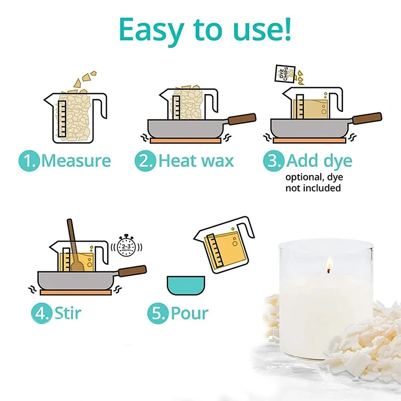 1000g 500g 250g 100g Natural Soy Wax DIY Handmade Candles 100% Additive-Free Scented Candle Making Kit view 6