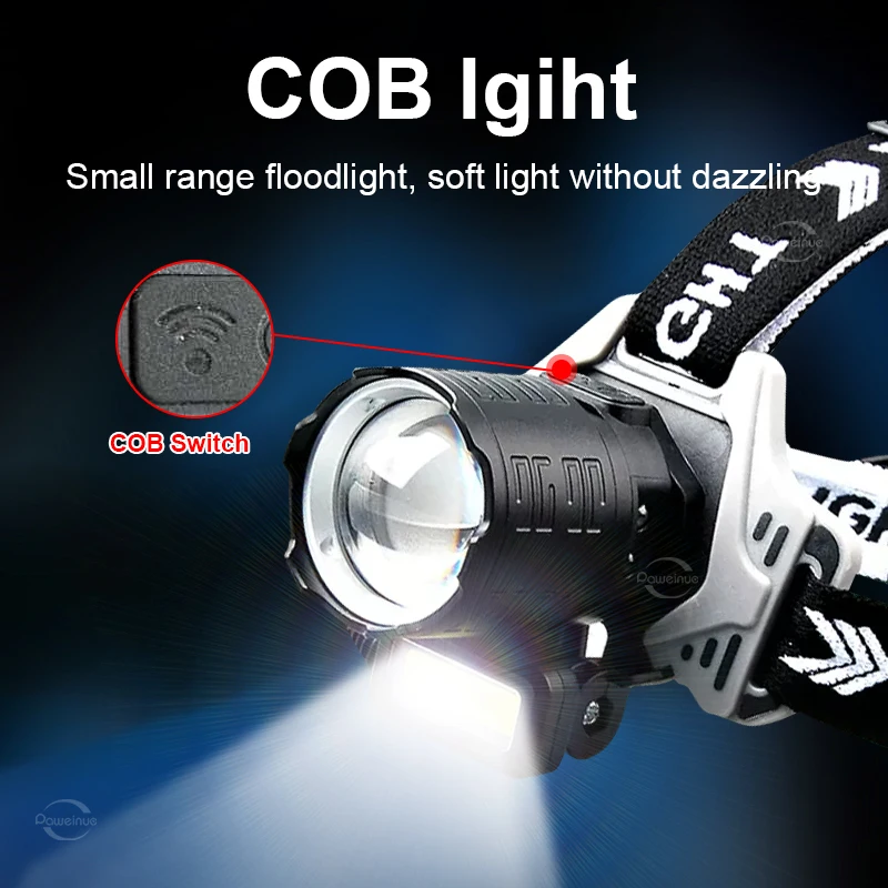 2*800W Powerful Headlamp 18650 Rechargeable Lamp IR Sensor Super Powerful Head Flashlight 4KM Long Range LED Headlamp Fishing