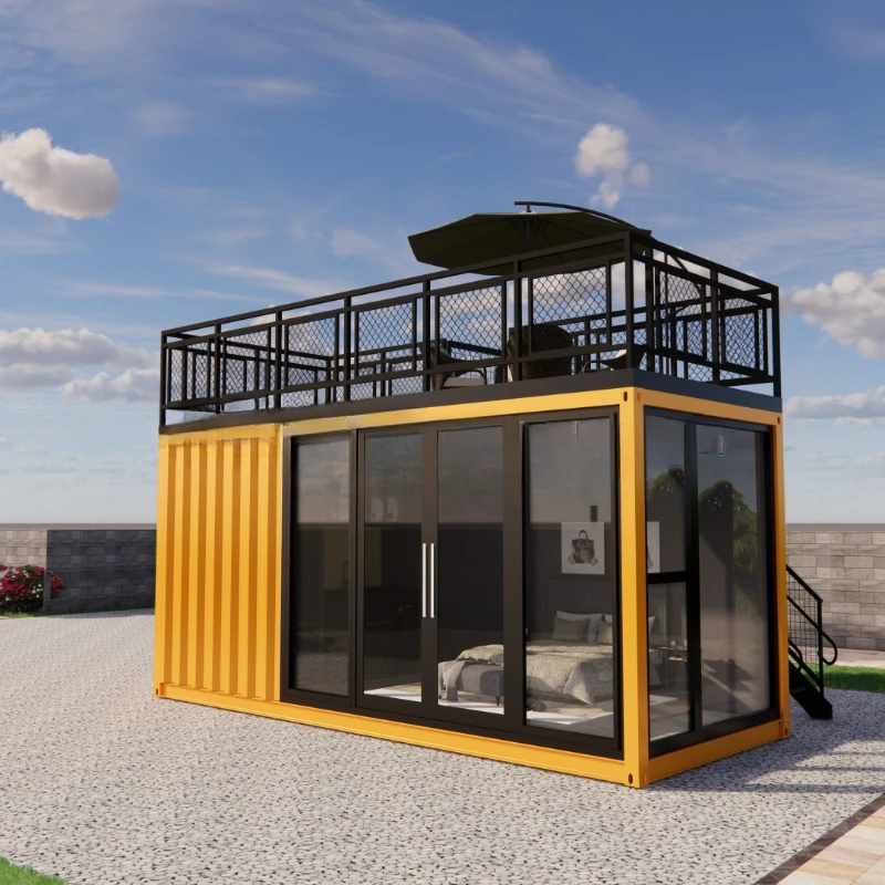 Luxury 20ft Prefabricated houses with kitchen,bathroom black shipping container house with one bedroom hotel use