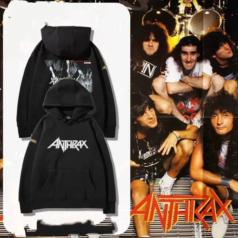 

Printed Anthrax Anthrax Hoodie for Men and Women, European and American Hardshell Punk Rock Vintage Casual Cotton Hoodie