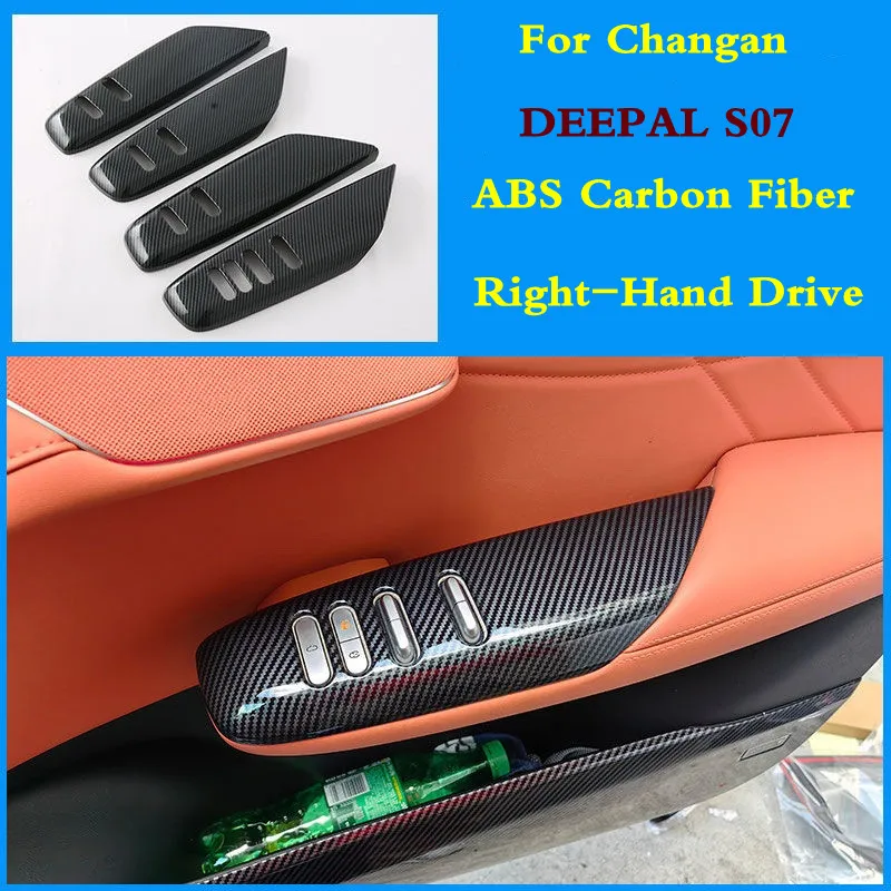 For Changan Deepal S07 2023 2024 Right-Hand Drive Car Inner Door Armrest Window Lift Button Cover  ABS Carbon Trim Accessories