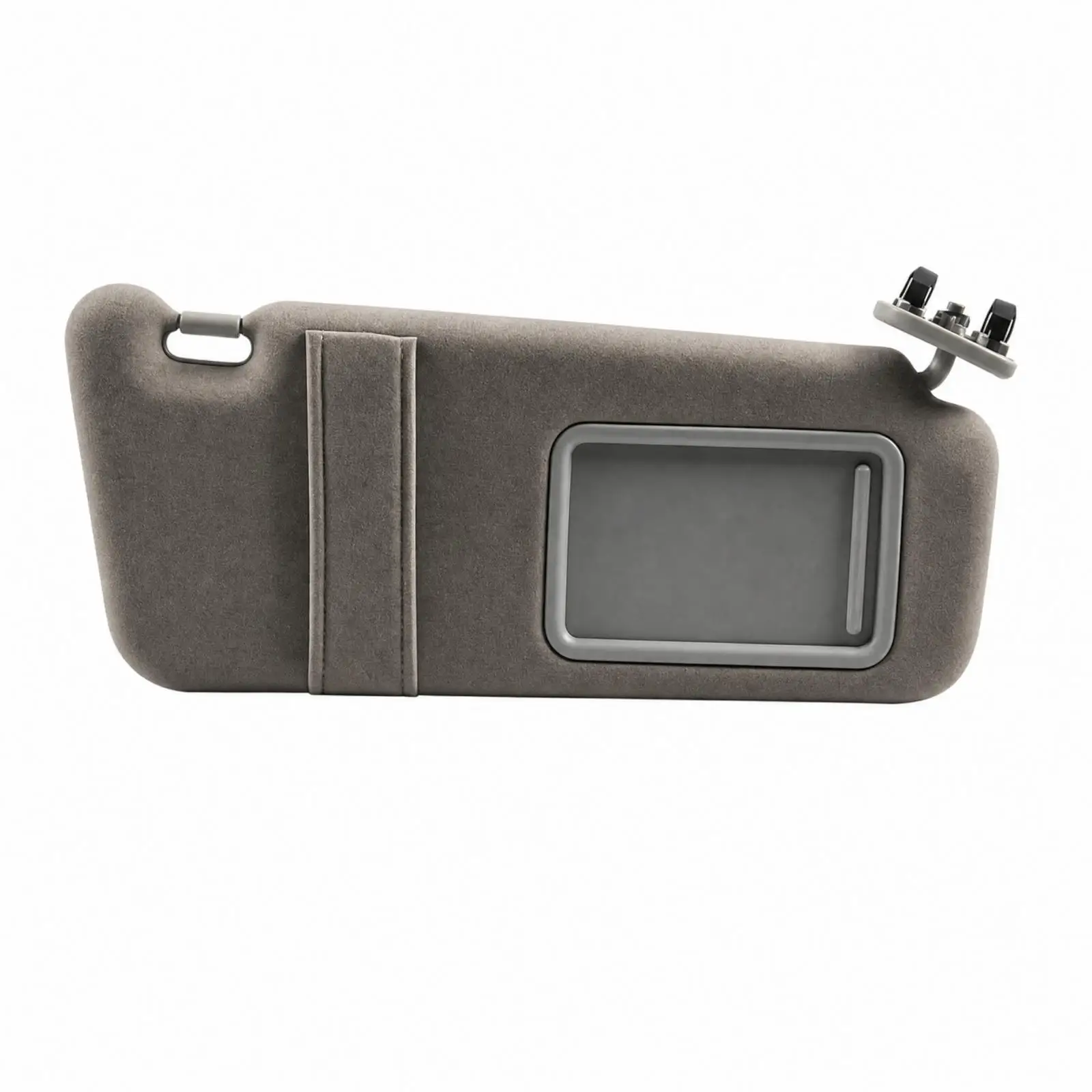 Passenger Side Sun Visor with Sliding Mirror Cover for Japanese Sedan 2007-2011 Gray Upholstered Trim