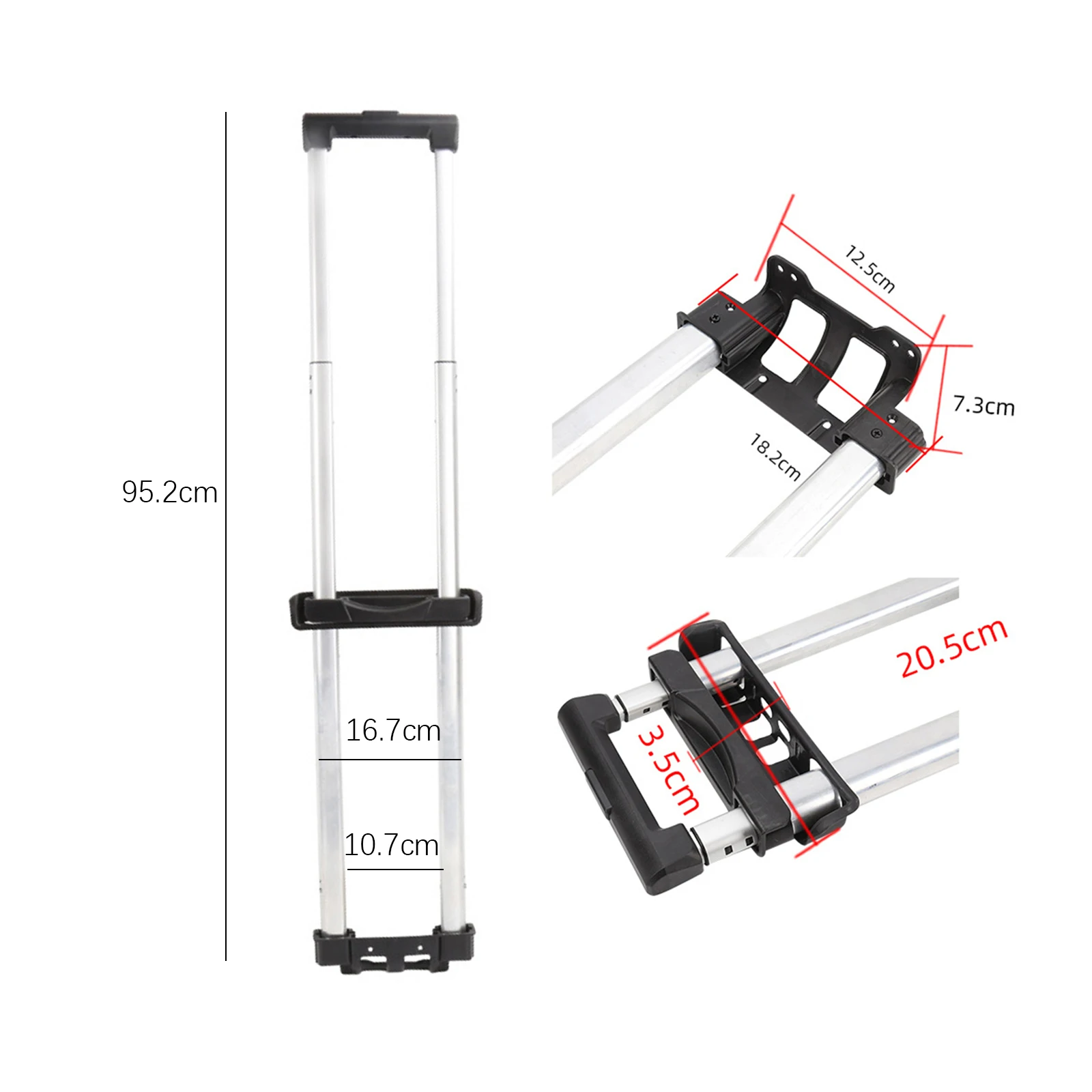 DIY Travel Suitcase Telescopic Handle Repair Parts 37.5inch Daily Usage Professional Sturdy Compact Spare Parts Folding Handle