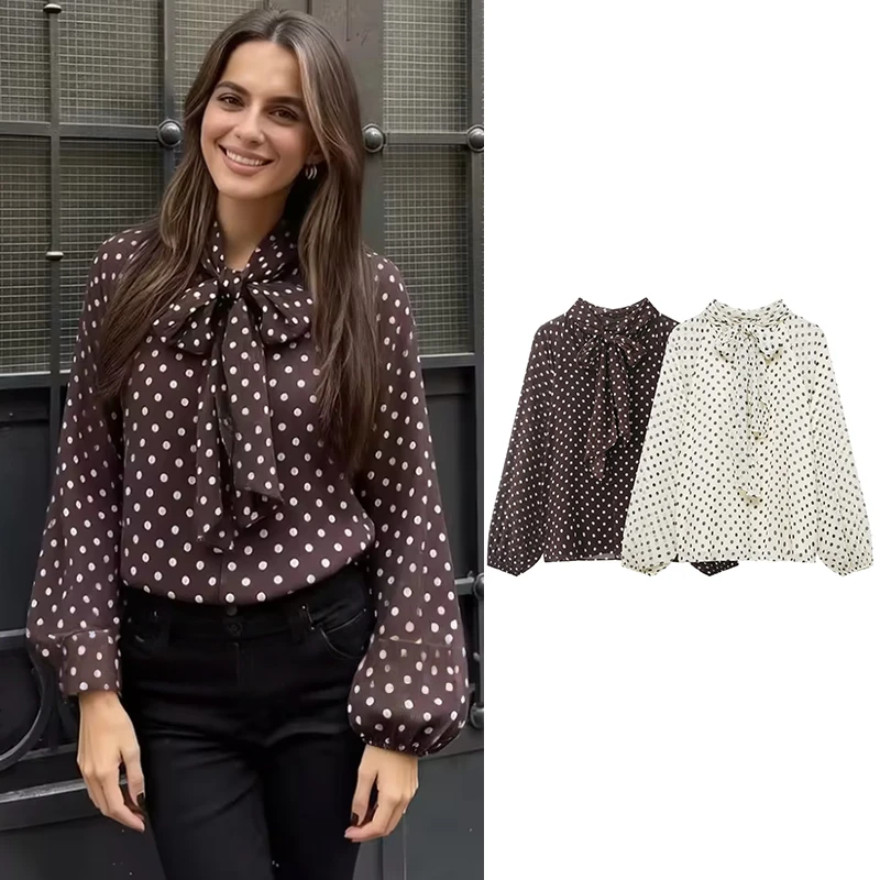 

Tidalyf 2026, женские шифоновые блузки и рубашки с принтом в горошек, модная элегантная женская офисная блузка, шикарные молодежные праздничные уличные рубашки