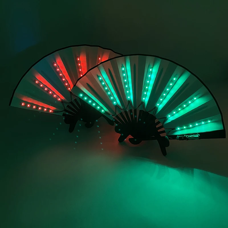 Halloween Carnival party lighting supplies 10inches  LED neon light rave fan  folding luminous fan glowing in the party