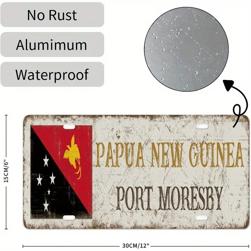 CIFbuy Papua New Guinea Port Moresby Aluminum Decor Plate,Vehicle/Home Decor,Xmas/Halloween Gift,Decoration Only (Only For Decor