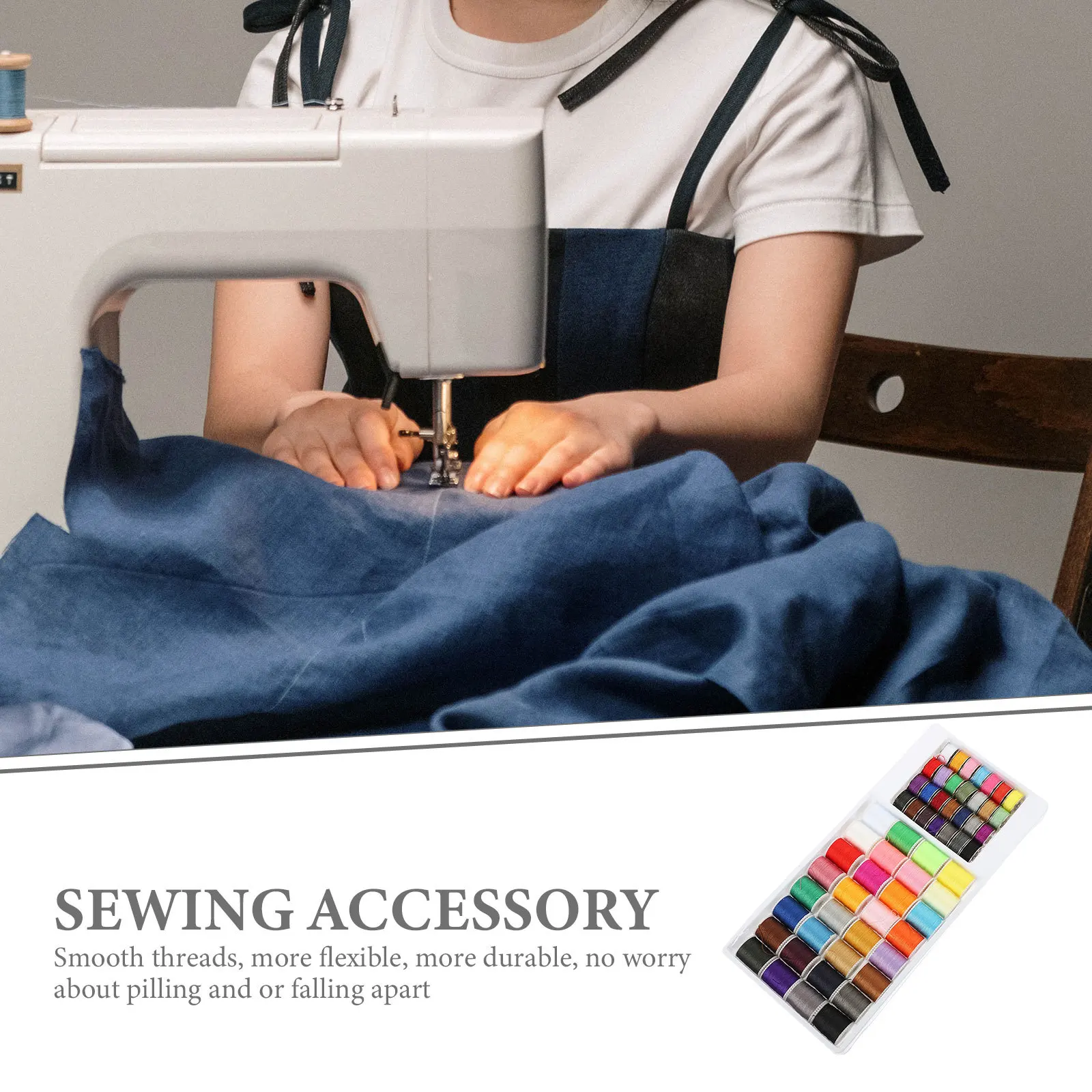 

60Pcs Household Embroidery Thread Kit Multi-Function Bobbin Thread Set Durable Portable Sewing Supply for Quilting Stitching