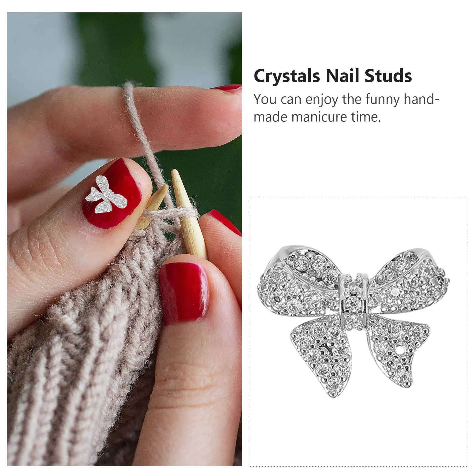 5Pcs 네일 아트 쥬얼리 다이아몬드 라인스톤 장식용 보우낫 매니큐어 스터드 DIY 네일 액세서리 여성용