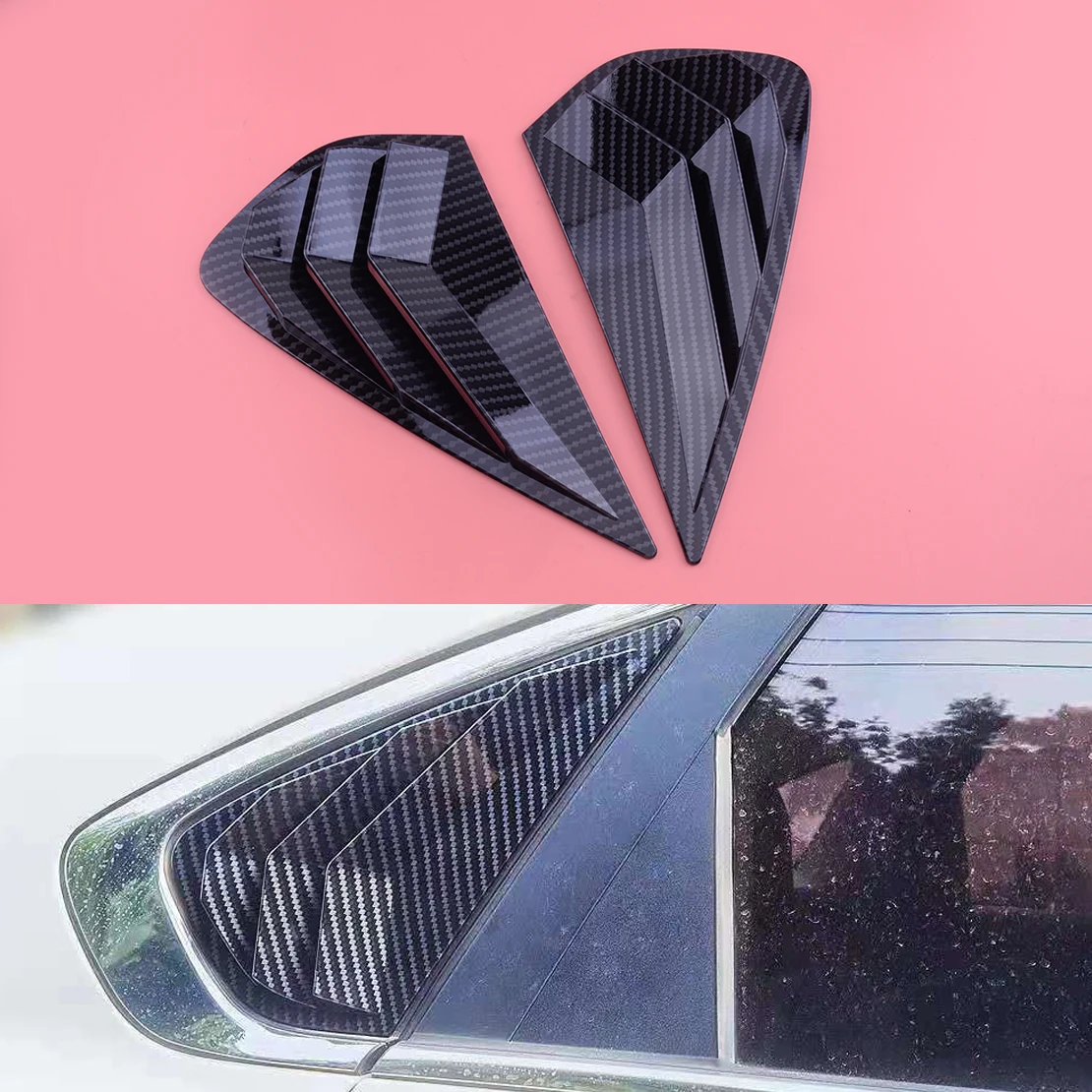 1 Pair Car Rear Left Right Side Window Vent Scoop Louver Cover Carbon Fiber Texture Fit For Kia K3 Forte 2019 2020 2021