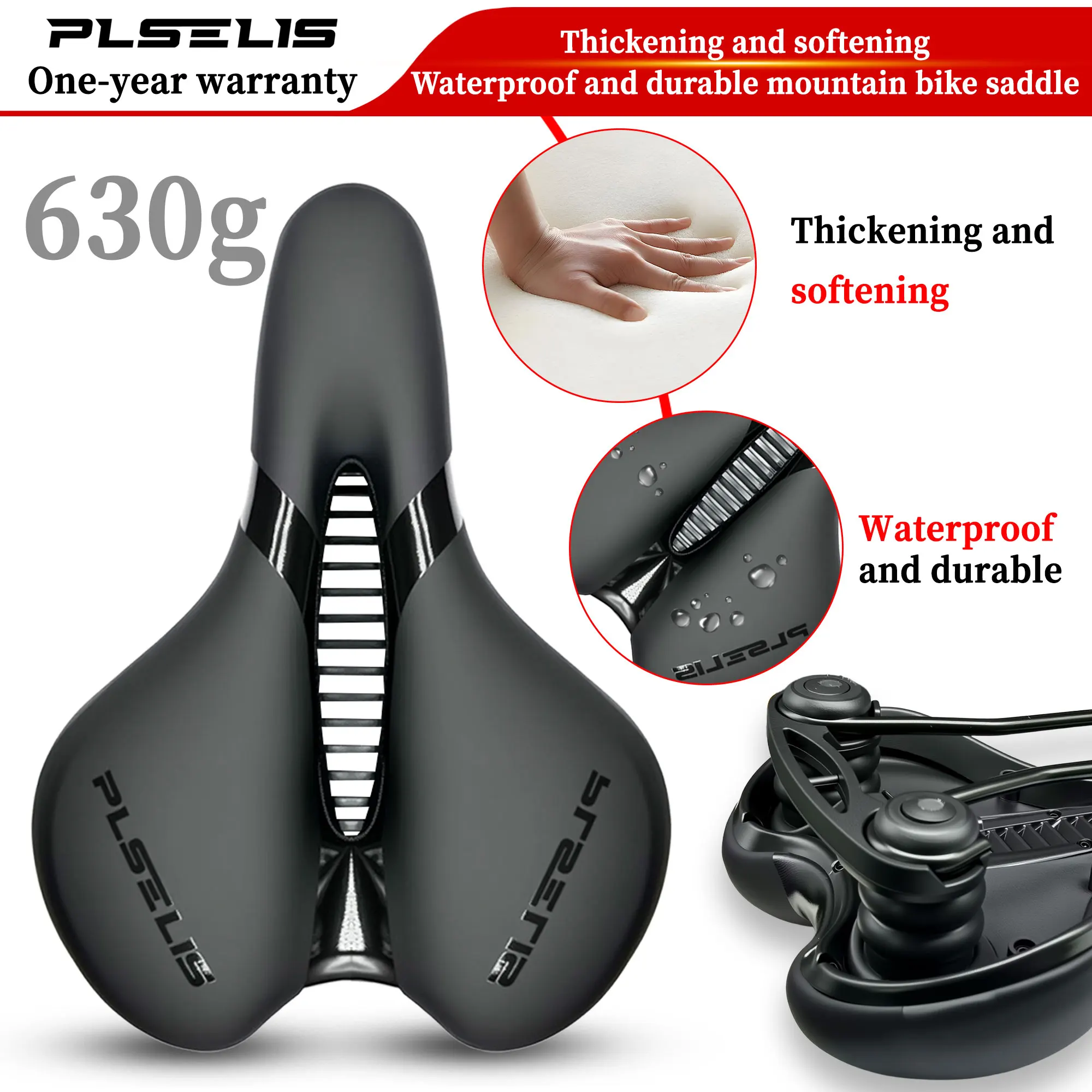 

Plselis widened and thickened lightweight bicycle saddle shock-absorbing ball 630g soft seat comfortable bicycle accessories