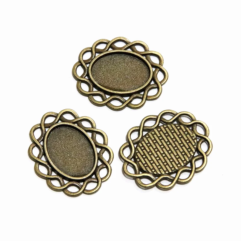 

30Pcs 13*18MM Antique Bronze Plated Settings Cameo Base Blank Oval Tray Charms Pendant DIY For Bracelet Necklace