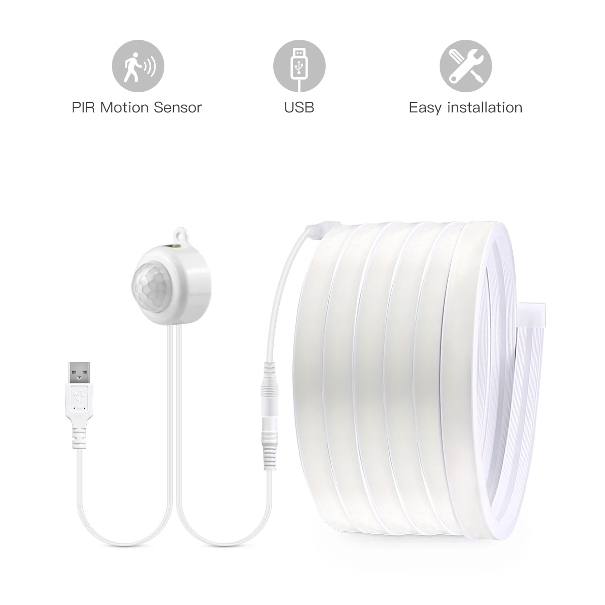 USB Motion Sensor COB LED Strip Neon Light DC 5V Auto ON/OFF 320leds/m Waterproof for Staircase Kitchen Bedside Night Lamp Decor