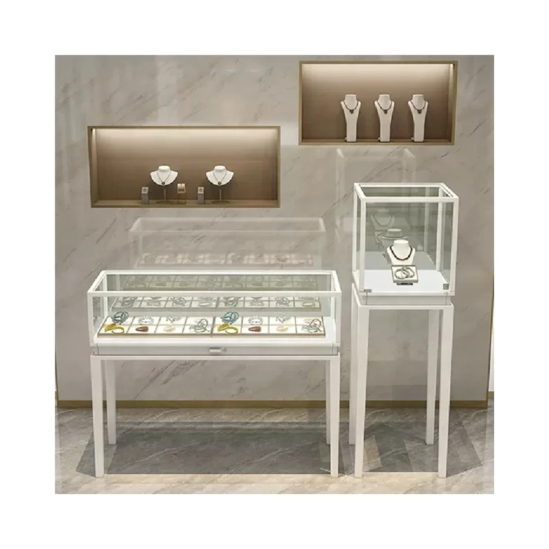 

Customized product、Model New Fully Assembled Versatile Showroom Display Square Cabinet Streamline Jewelry Standard Showcase