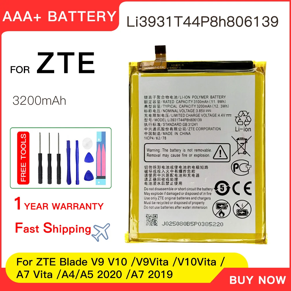 Genuino Li3931T44P8h 806139   Para ZTE "V9 VITA/V10 VITA/V10/ZTE A51 /A5 2020 batería de repuesto