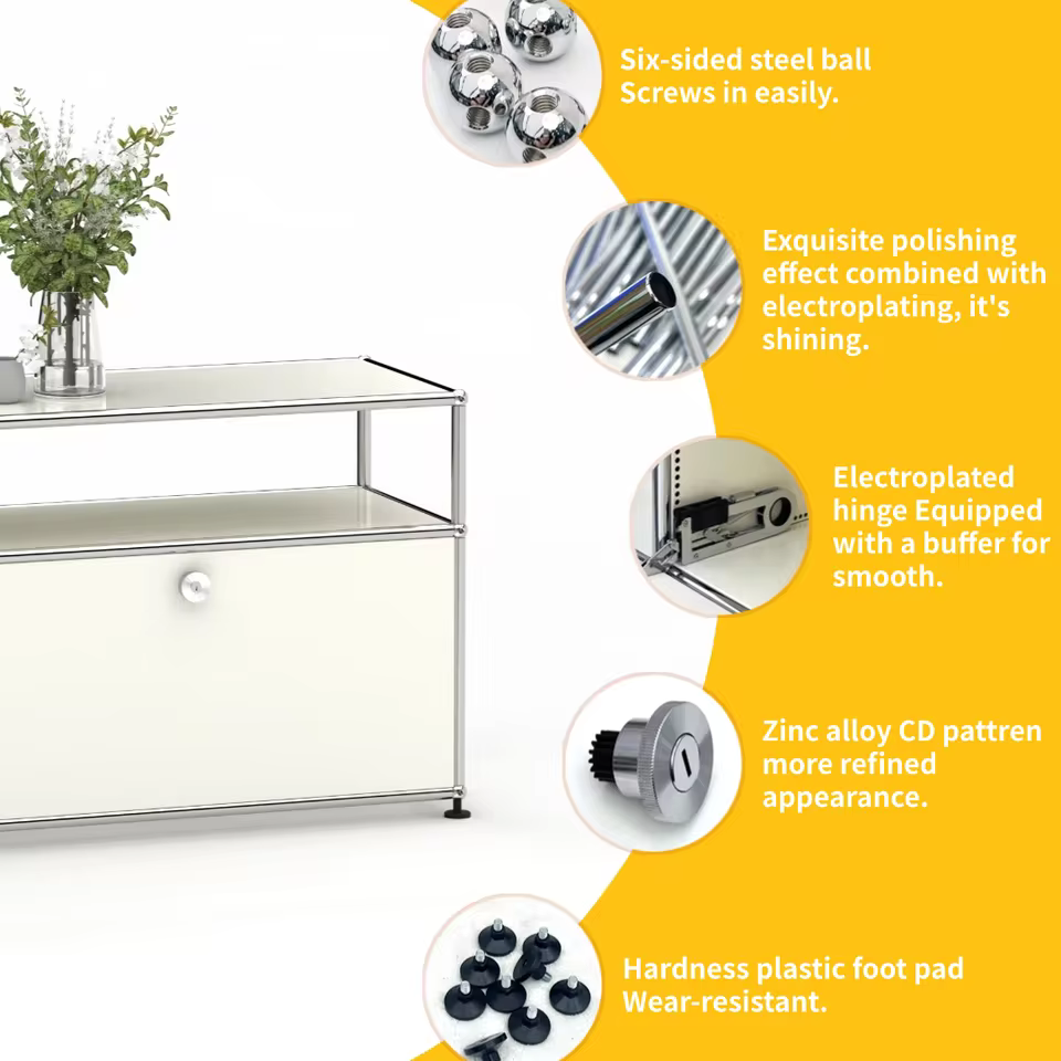 Modern Modular Low TV Cabinet｜3-Tier Sideboard with Drop Doors｜Steel Frame Storage Bench Unit | Minimalist Low Media Console - AliExpress 