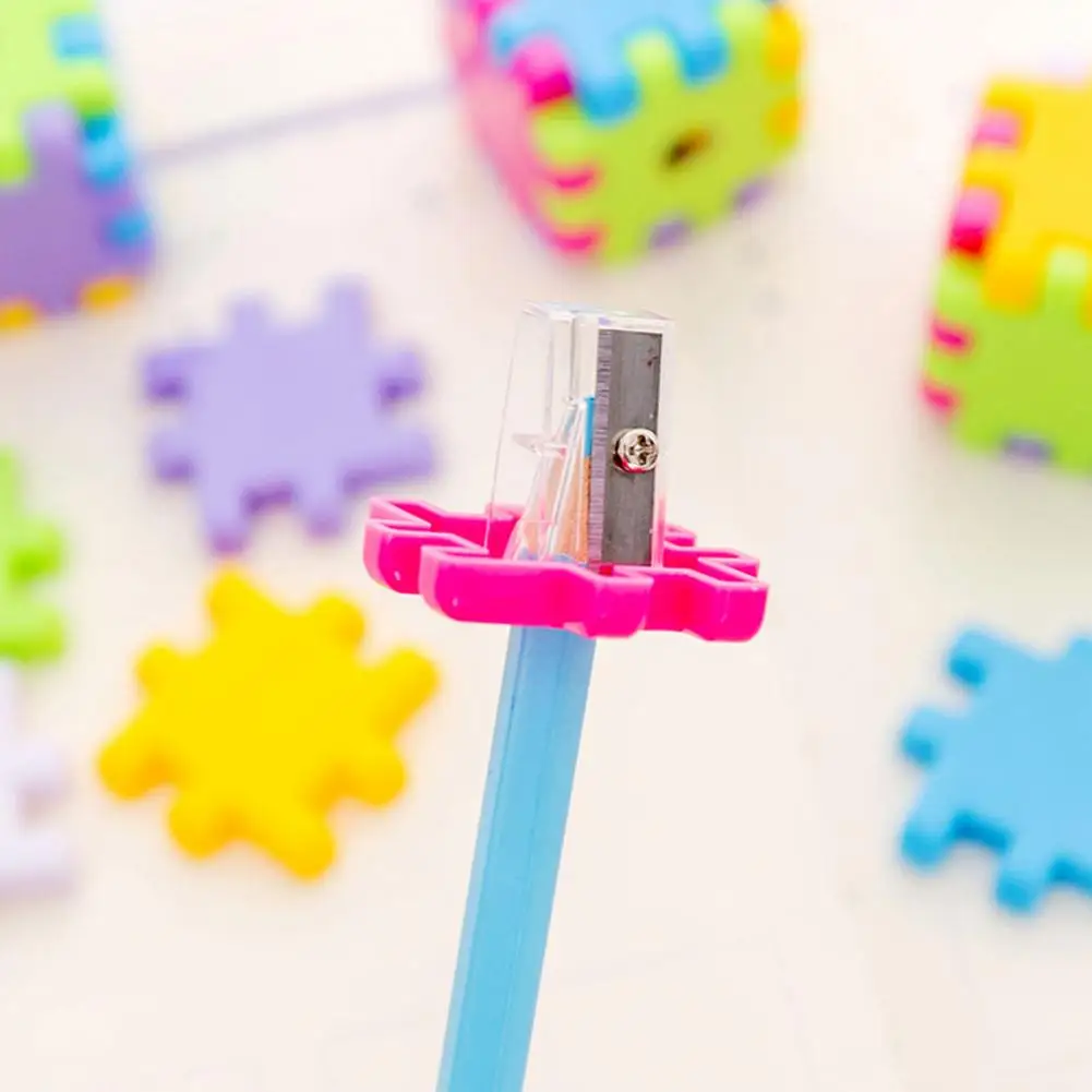 Practical Pencil Cutter Convenient Lovely Bright Color Puzzle Shape Pencil Roller Machine  Pencil Roller Quick Sharpening