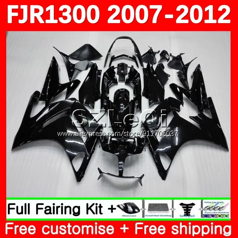 Glossy Black FJR1300A For YAMAHA FJR 1300 A C FJR1300 07 08 09 10 11 12 147No.0 FJR-1300 2007 2008 2009 2010 2011 2012 Fairing