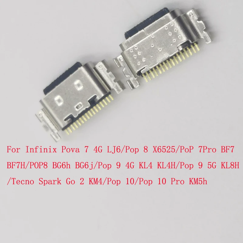 10-50 Stück Ladeanschluss USB-Stecker für Infinix Pova 7 Pop 8 9 10 Pro Tecno Spark Go 2 Go2 Pop8 Pop9 KM5h LJ6 BF7