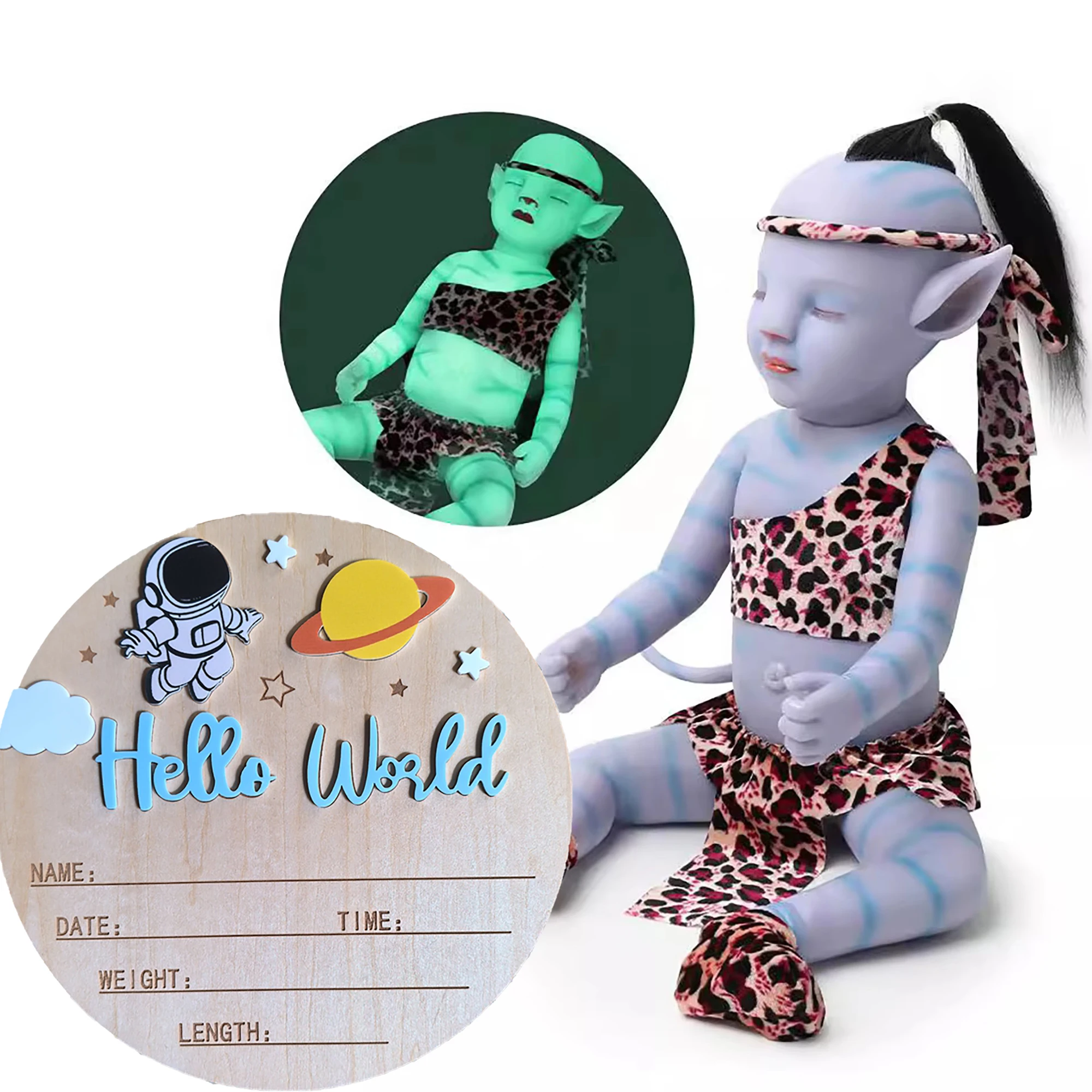 

12-дюймовая кукла возрождения Аватар из светящегося материала, полностью мягкая виниловая кукла-моделация, экологически чистая детская игрушка