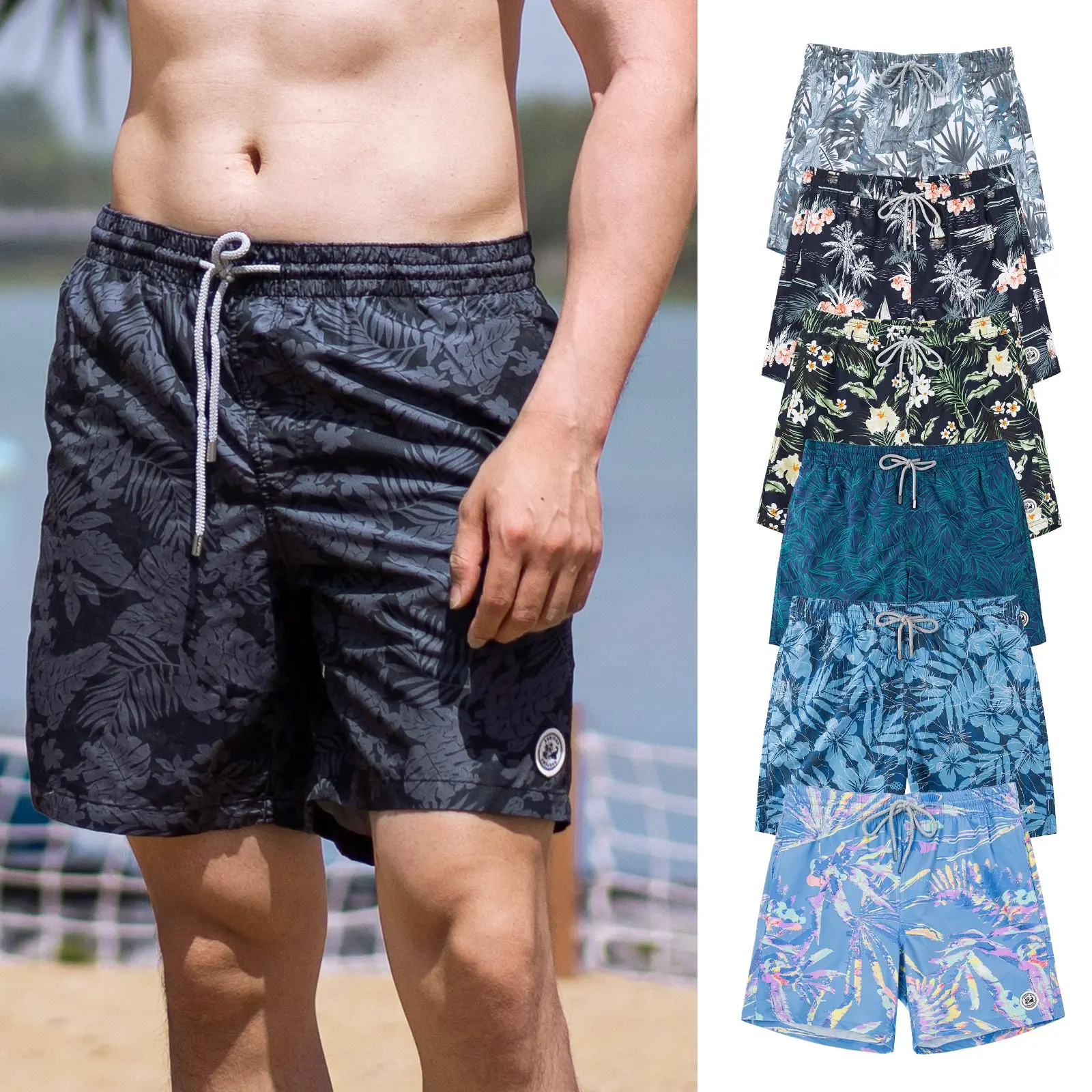 SURFCUZ Beach Men's Swim Shorts Flower 3D Printed Surfing Board Shorts Quick Dry with Mesh Lining and Pockets Struck Shorts