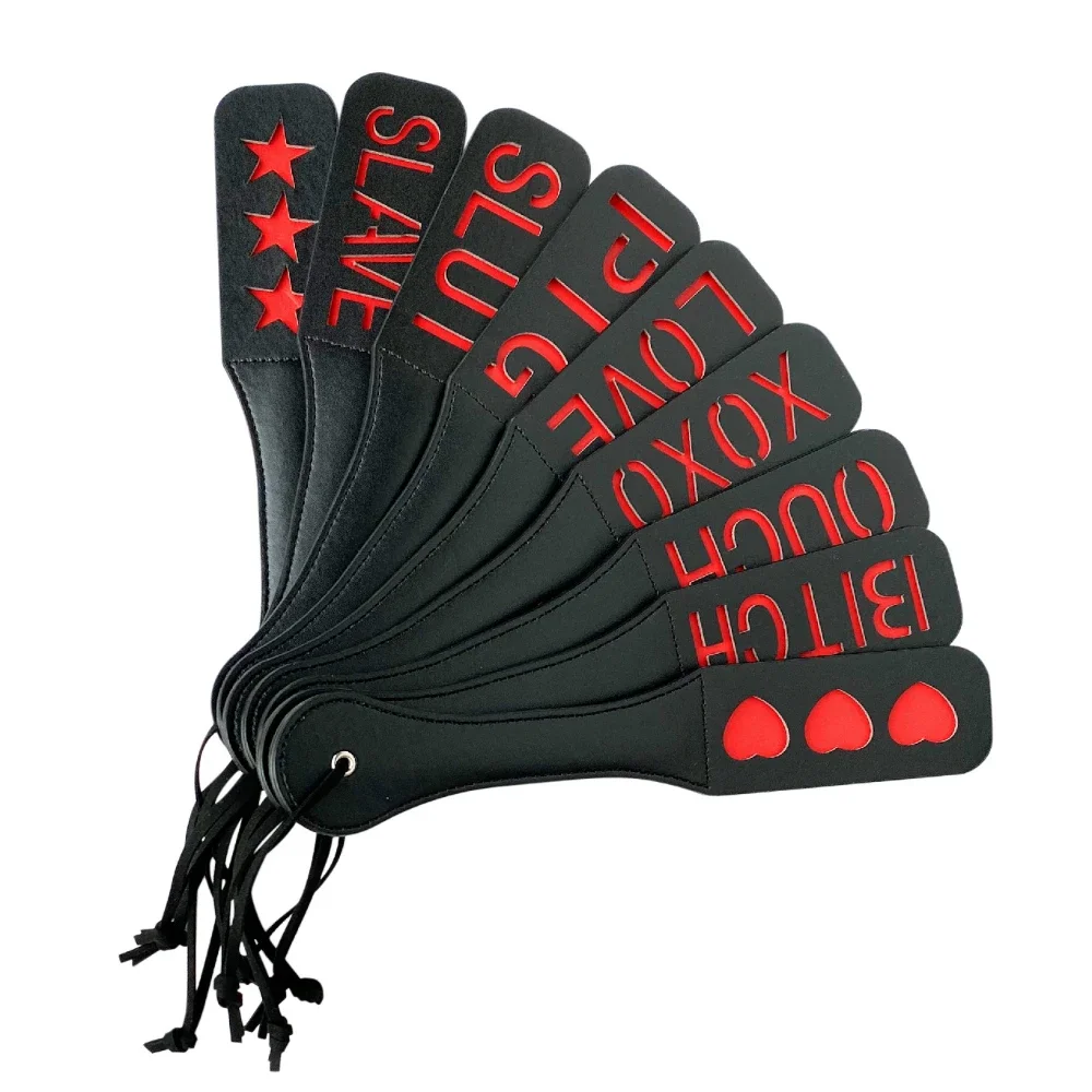 PU Leather Double Layer Letters Whip Spanking Paddles Sexy Exotic Adult Game Fetish Toys for Couples BDSM racket love beat