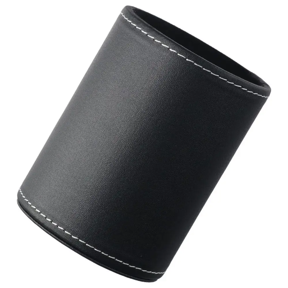 Leather Leather Round Pen Holder Multipurpose Black Round Desk Organizer 4.92 X 3.27 Inch Storage Pen Holder Office