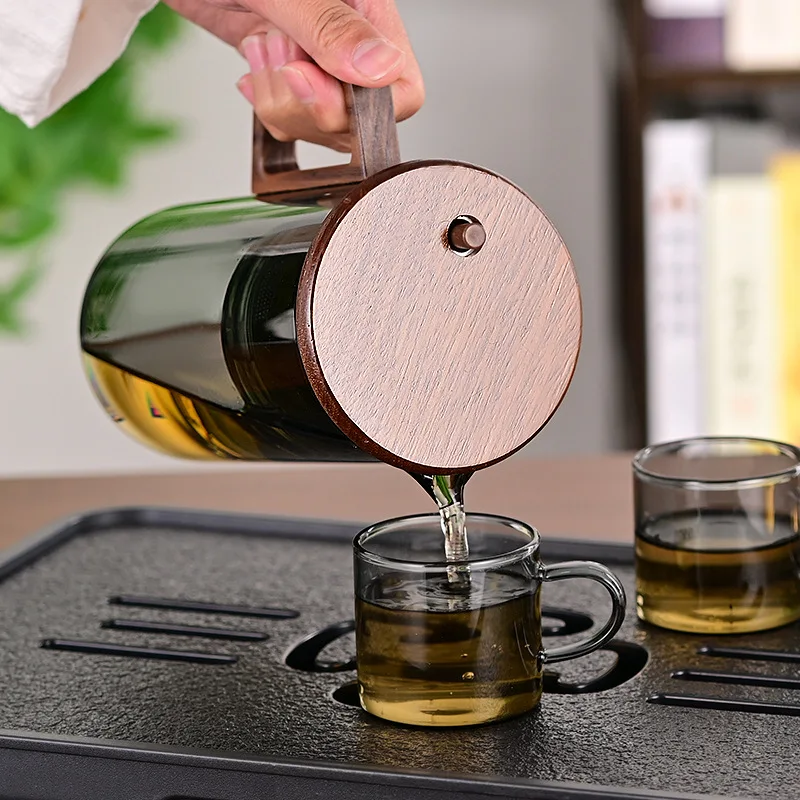 Stainless Steel Teapot Accessories Heat-resistant Glass Black Walnut One Keyed Water Thickening Household Tea Separation Cup New