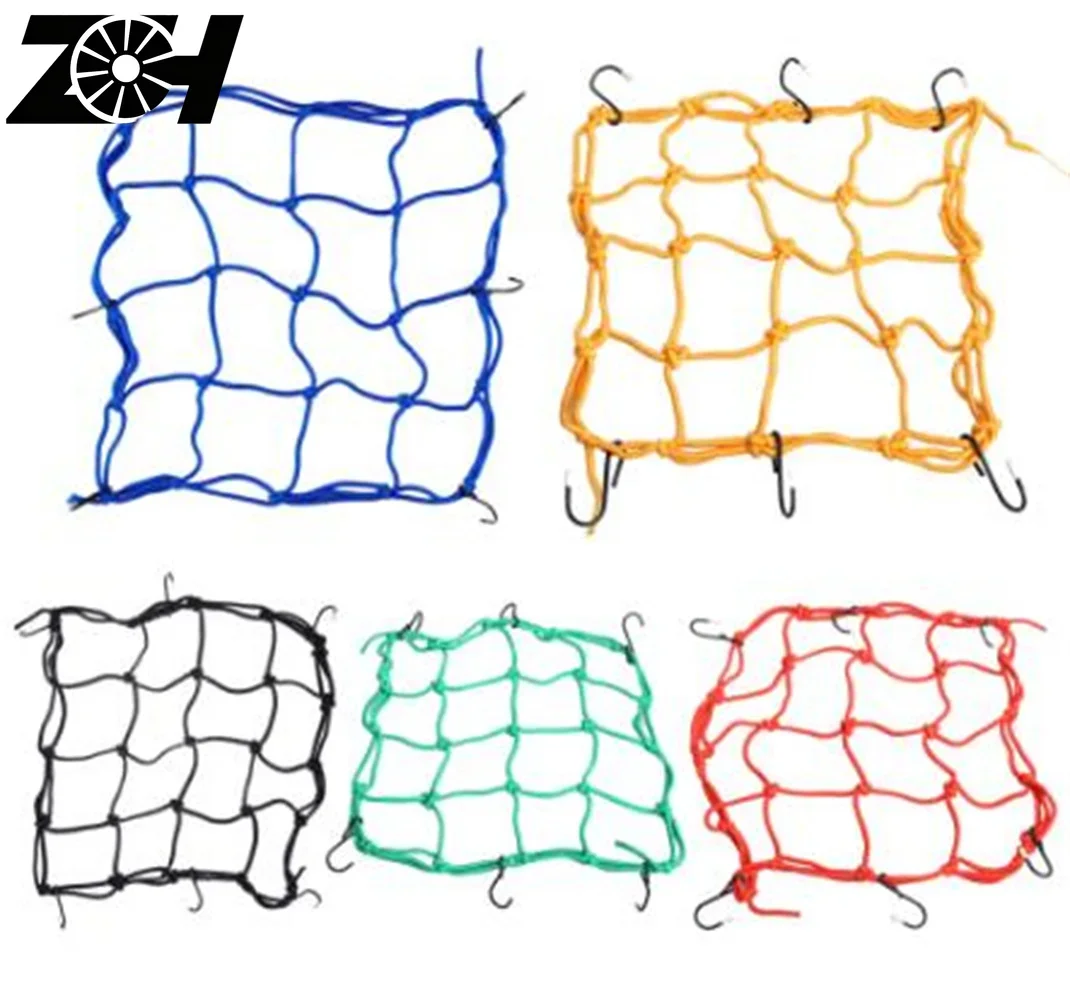 6 Hooks 30*30cm Motorcycle Mesh Net Bag Luggage Cargo Bungee Net Bag Storage Carrier Bag Helmet Holder for Motorcycle Scooter