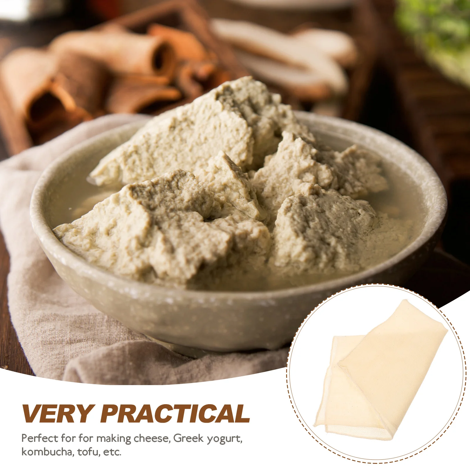 Queso de Tofu de gasa de algodón puro, reutilizable, lavable para colar queso, yogur griego, sopas de leche de almendras, 5 uds.