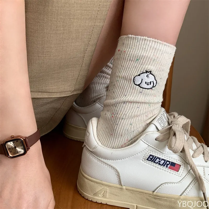 5 pairs Cartoon cute women's socks fashionable versatile mid tube socks spring summer new casual comfortable women socks