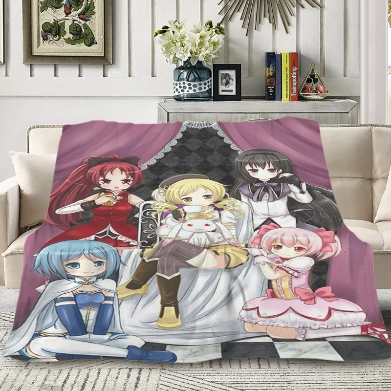 Sofa Blankets for Winter T-Madoka Magicas Anime Blanket Fluffy Soft Blankets King Size Blanket Warm Knee Bed Fleece Camping Home