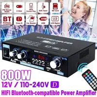 800W Home Power Amplifiers AK35 2 Channel Bluetooth 5.0 Surround Sound FM USB Remote Control Mini HIFI Digital Amplifier