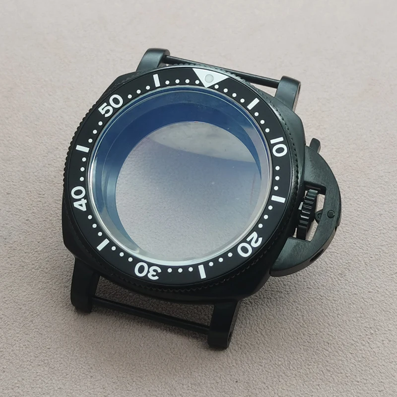 42mm Black Watch Cases Fashion Bezel Ring Fits Seiko NH35 NH36 4R35 4R36 7S26 Movement Transparent Back Cover Watch Repair Parts