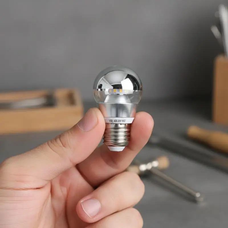 Decorative Half Silver LED Bulb 5W Mirror Filament E27 E14 Base 360 Degree Beam for Showcase Gallery Lighting