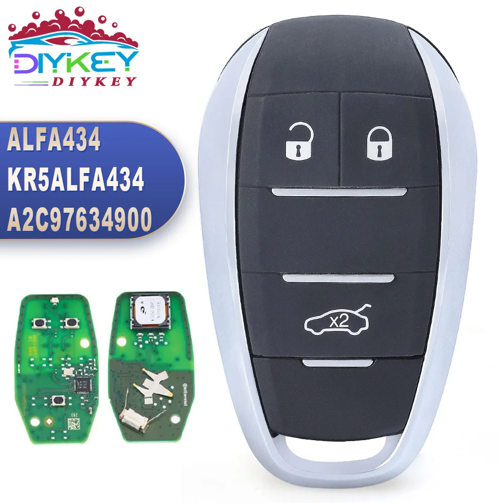 DIYKEY Keyless Entry Remote Smart Key ALFA434 For Alfa Romeo Giulia Stelvio 2015 2016 2017 2018 2019 2020 KR5ALFA434 A2C97634900